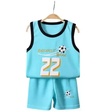 Children Sets Summer Sleeveless Basketball T-shirts Shorts for Children Clothing Quick-drying Sport Tank Tops Kids Clothes Type 5
