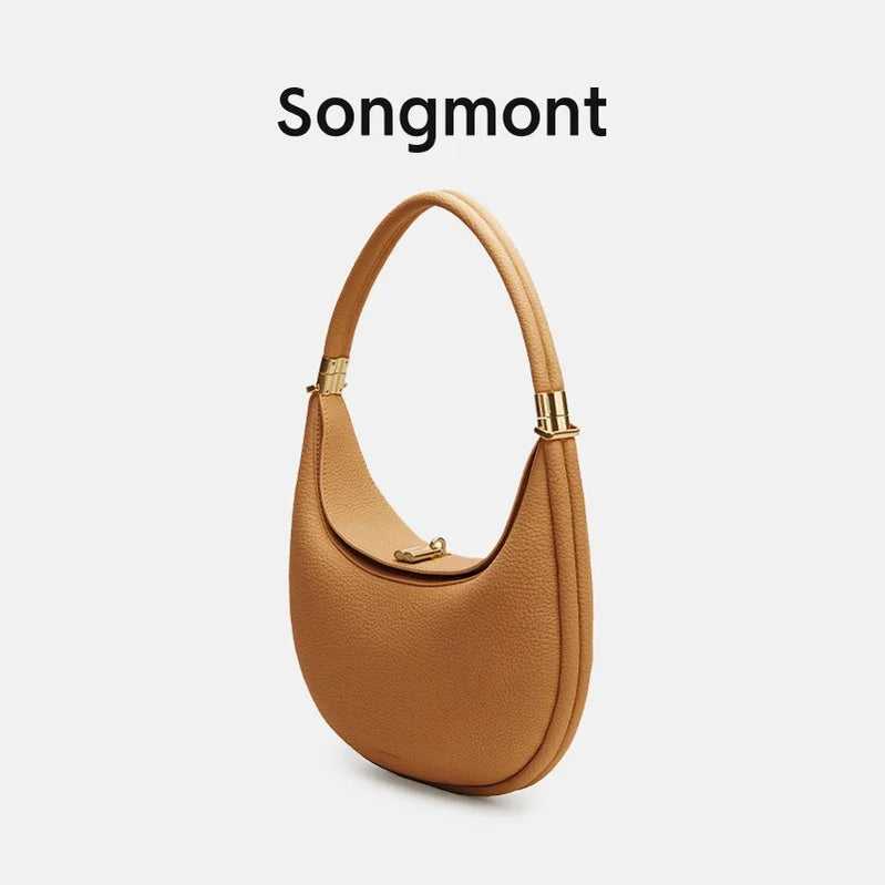 French Commuter Elegant Half Moon Underarm Shoulder Bags Women Luxury Cowhide Solid Color Handbag Female Casual All-match Bolsos brown (20cm<Max Length<30cm)