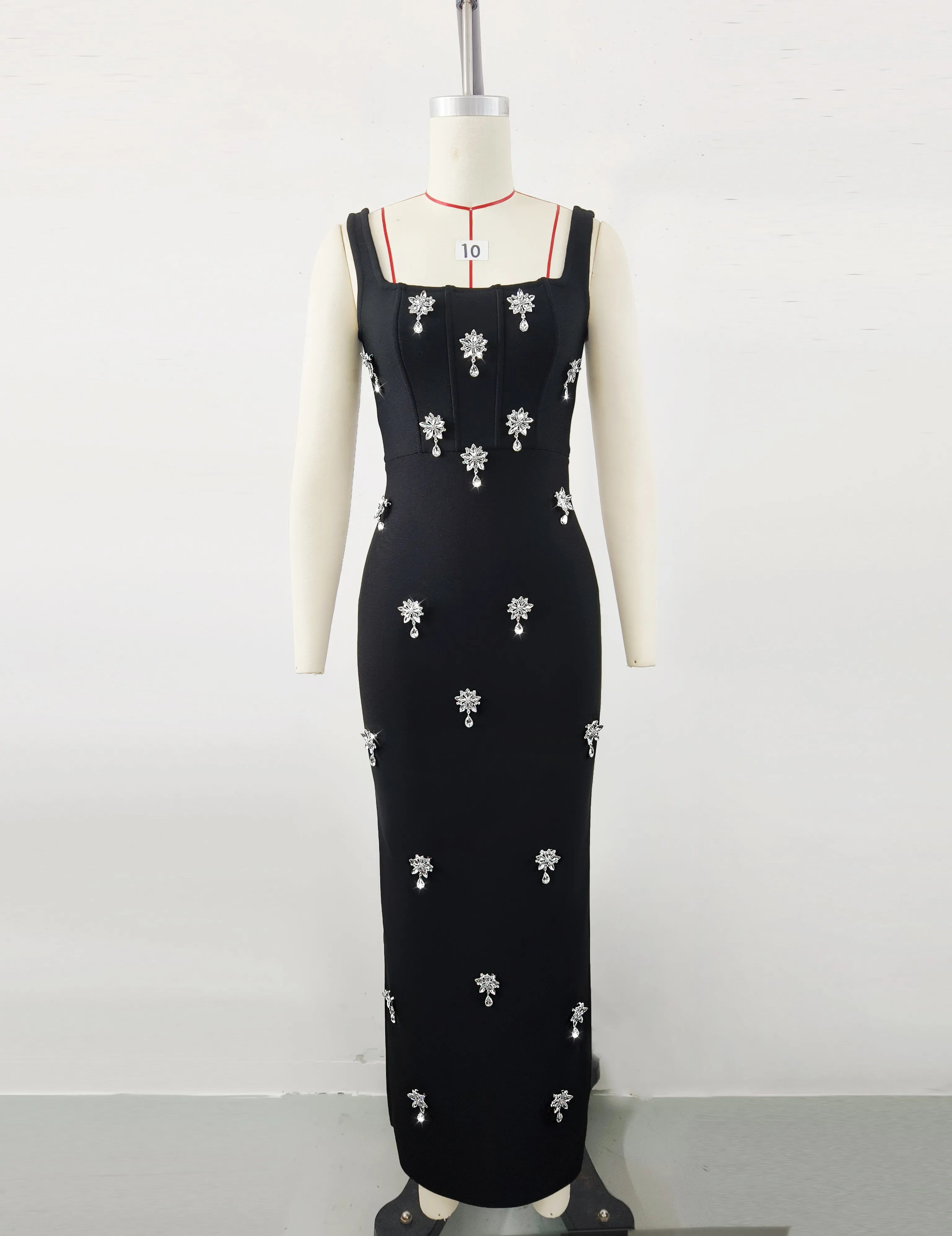 Celebeity Red Carpet Dress Women Sleveless O-Neck Bodycon Long Bandage Dress Shinning Crystal Celebrate Evening Party Dress