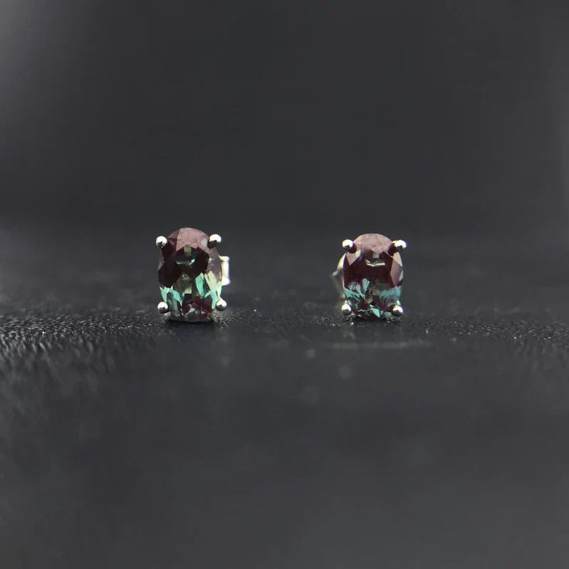 CSJ Elegate Lab Grown Alexandrite Earrings Sterling 925 Silver Created Gemstone for Women Birthday Christmas Black Friday Gift
