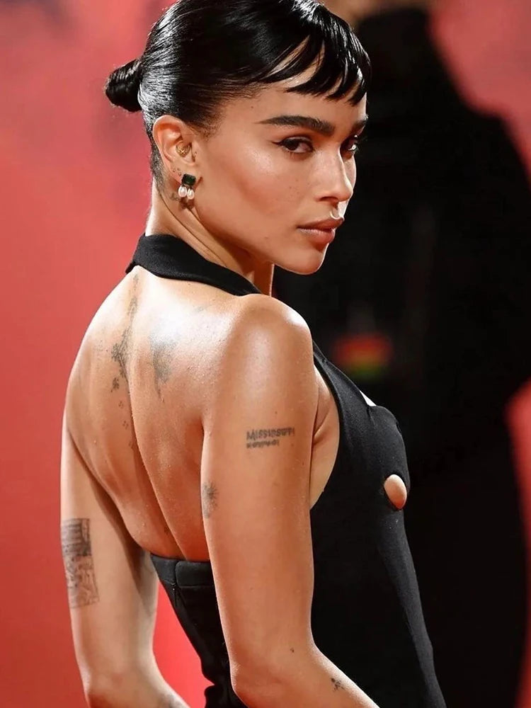 VC Black Halter Elegant Dress For Women 2022 New Summer Evening Party Celebrity Bodycon Long Dress Vestido