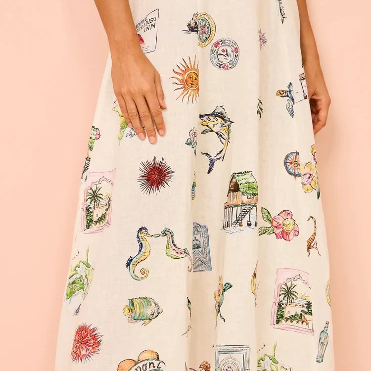 Women Casual Print Empire Waist Long Dress Short Sleeve Comfortable Loose Vintage Robe Party Club Vestidos Spring NEW