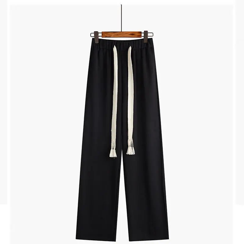 Women Autumn Winter Plaid Loose Coats Shirt Wide Leg Pants 1 or 3 Piece Set Korean Lady Casual Tweed Jacket Jeans Blouse Outfits Only Black Pants