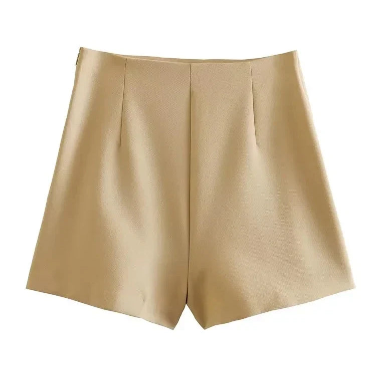 TRAF 2023 summer women's skirt shorts fashion retro high waist zipper side Y2K skirt women's fashion straight skirt shorts