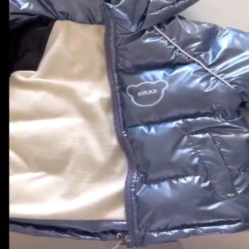 Winter add Velvet warm coat hooded Down jacket thickened cartoon print for 1-7year old boys and girls 2024 new childrens clothes