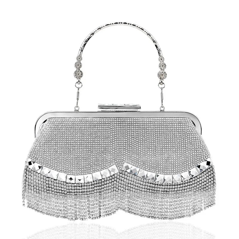 Women Banquet Handbags New Diamond-Studded Tassel Evening Bags Femme Wedding Purse Dress Beaded Party Clutch