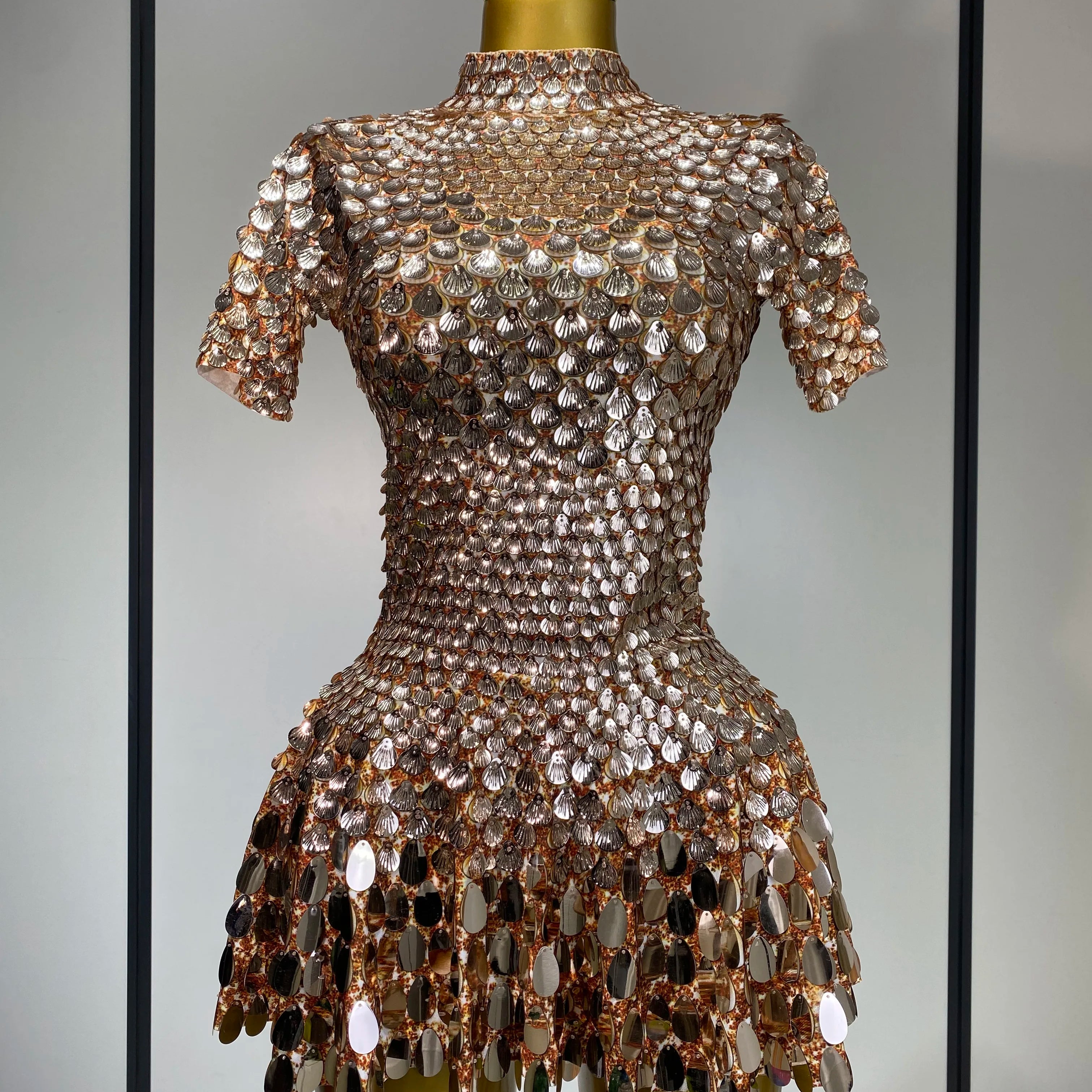 Sparkly Sequins Luxury Birthday Party Gown Short Dress Dancer Stage Performance Wear Women Sexy Nightclub Dress Festival Outfit