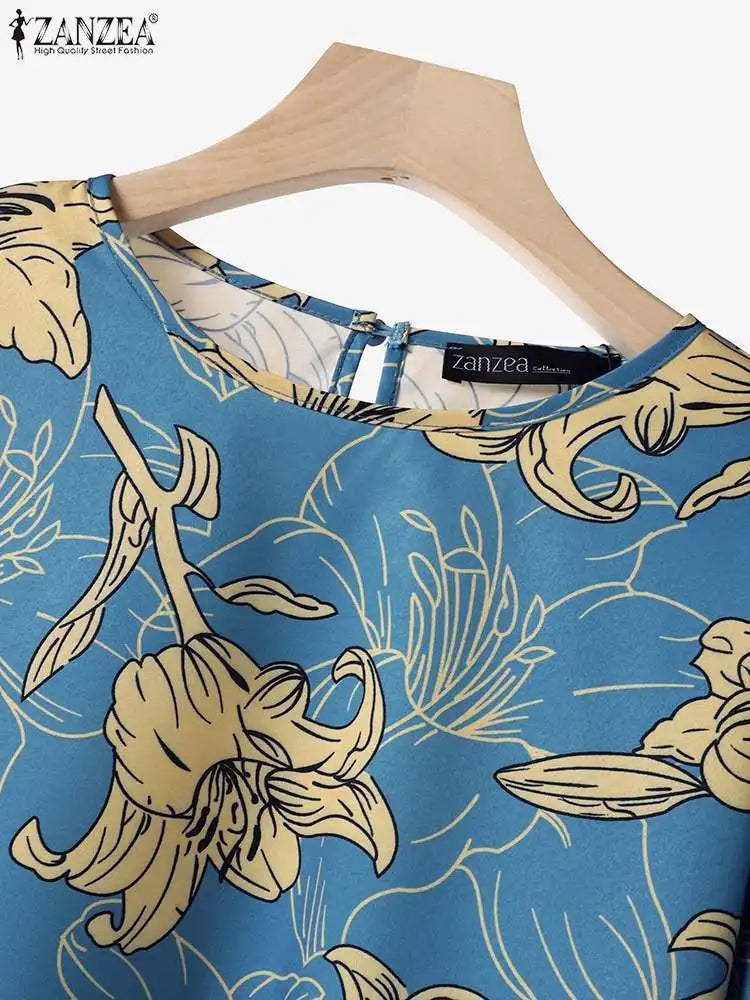 Fashion Trousers Suit Women 3/4 Sleeve Blouse Wide Leg Pant Sets Summer Matching Sets ZANZEA 2PCS Casual Printed Tracksuits