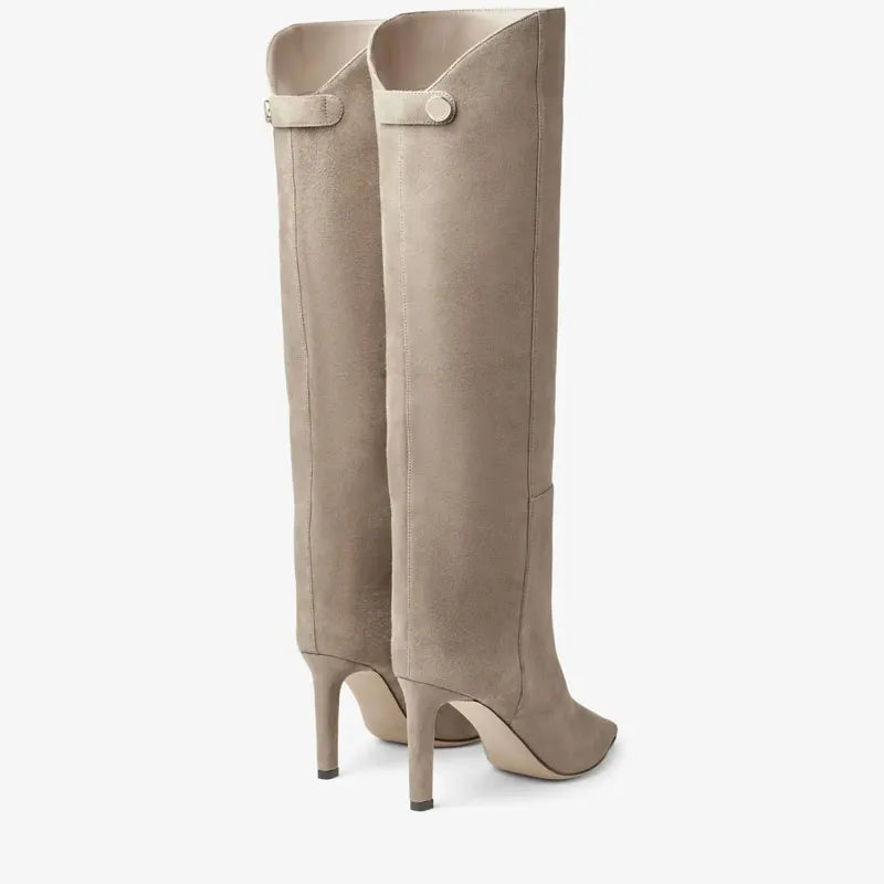 Women's New Thin High Heel Knee Long Boots Fashion Pointed Mid Length Women's Boots Autumn and Winter Fashion Women's Boots