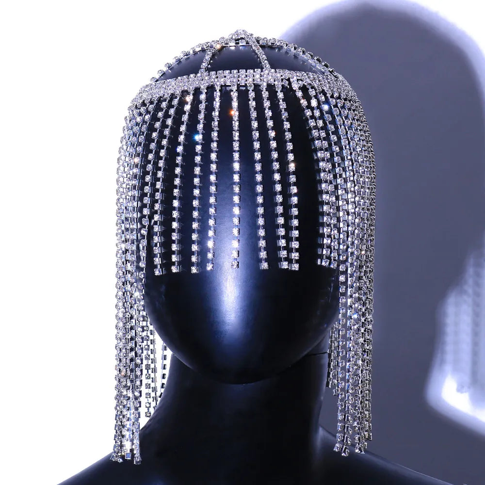 Stonefans Exaggerated Fringe Hair Chain Accessories Braids Y2k Jewelry Shiny Nightclub Crystal New Headband Hat Bridal Headpiece Type 2