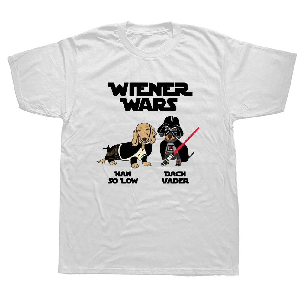 Wiener Wars Funny Dachshund T Shirts Graphic Casual Fashion Cotton Streetwear Short Sleeve Summer Men Large Size T shirt BTG-C001130EUXH