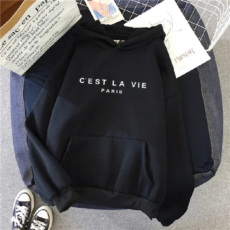 Autumn Winter Women Fleece Hoodies Thick Warm Female Long Sleeve Hooded Sweatshirts Casual Print Lady Loose Pullover Tops black letter velvet