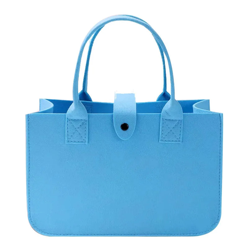 Fashion Women Winter Bag Felt Cloth Hand Bag Female Large Capacity Tote Bag Ladies Solid Color Travel Shopping Purses light blue
