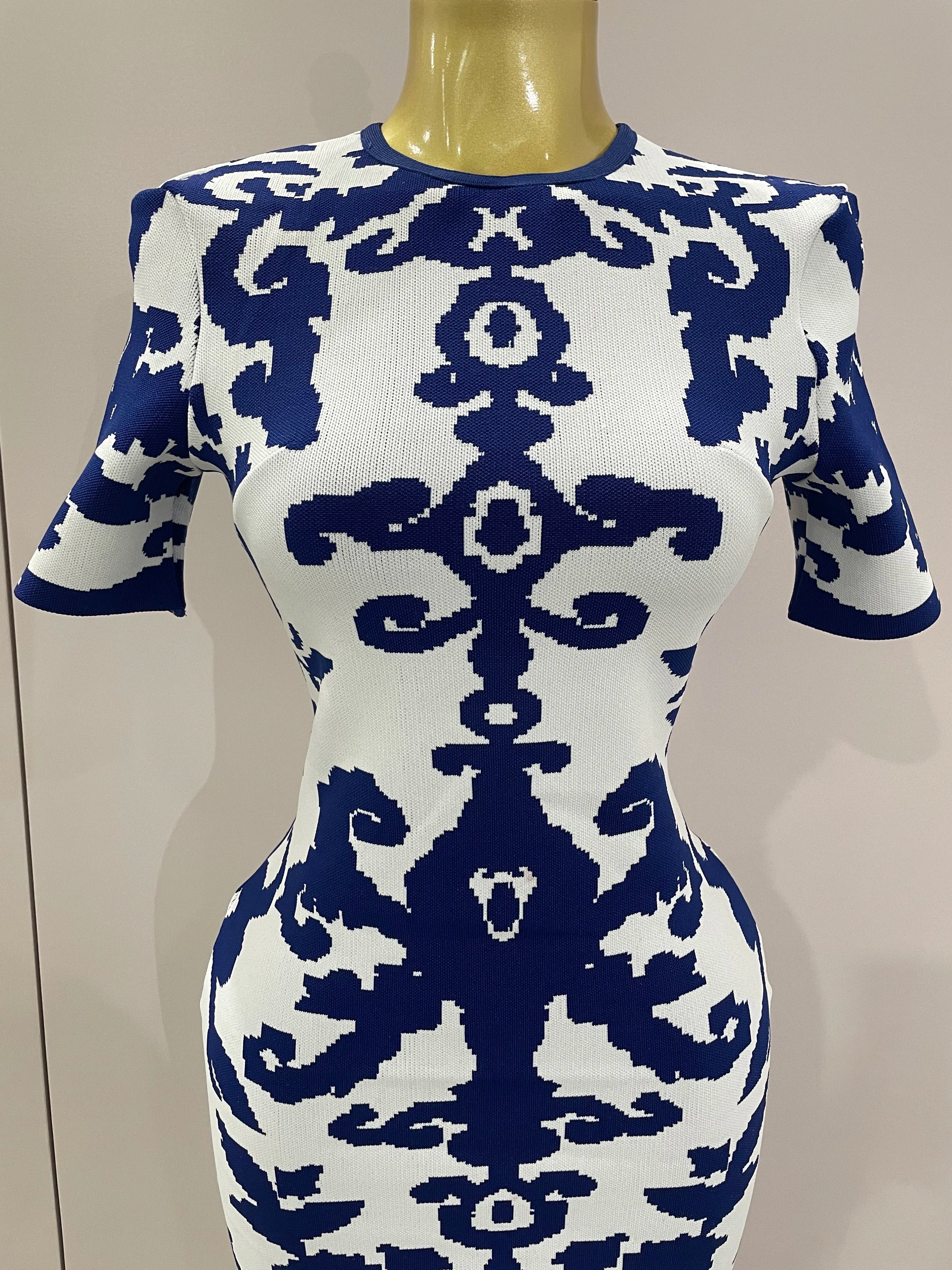 Vestido longo sexy de manga curta jacquard azul com bandagem colado ao corpo, novo, 2025, feminino, celebridade, elegante, festa noturna, vestidos de luxo