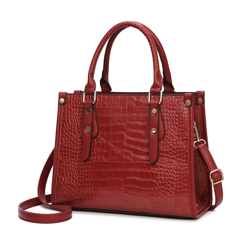 Luxury Crocodile Pattern Handbag Women Large Tote Shoulder Bags Designer Fashion Alligator Leather Crossbody Bag Ladies Handbags Red handbag (30cm<Max Length<50cm)