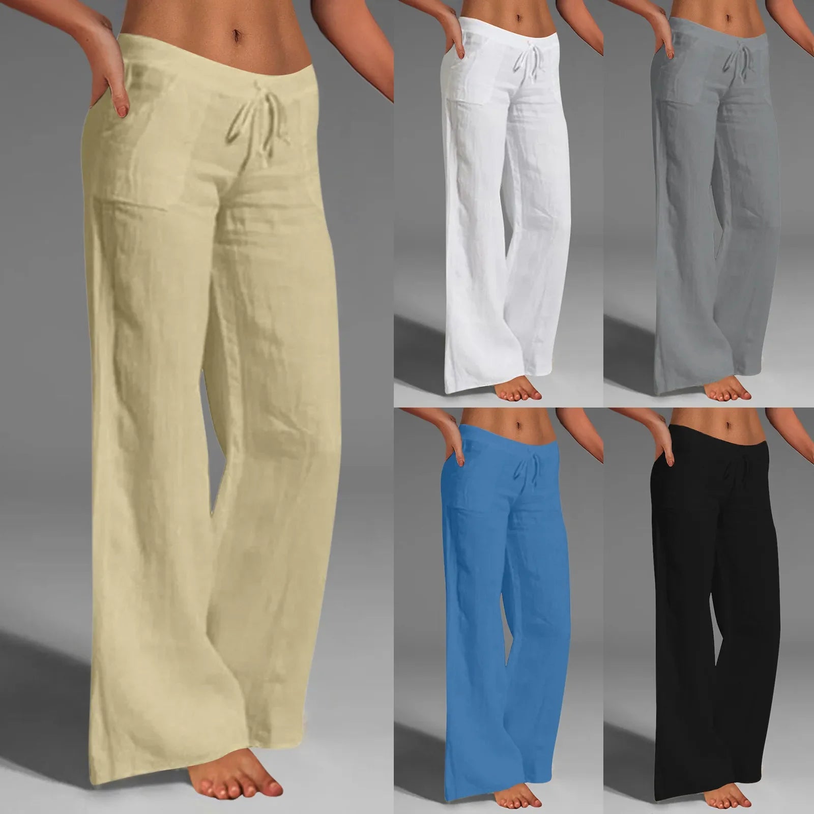 Summer Cotton Linen Women'S Pants Oversize Black Wide-Leg Pants Casual Pants Female Trendy Loose Fashion Trousers Ladies