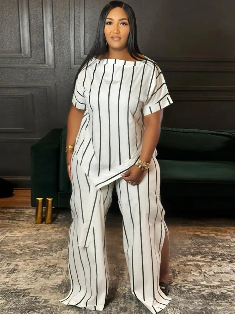 2 Piece Women Sets 2025 New Arrival Plus Size Summer Autumn Matching Sets Print Two Pieces Sets Top Pants Suits Outfits Clothing