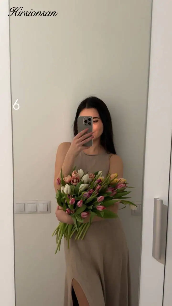 Hirsionsan Sleeveless Autumn Winter Skinny Split Sweater Dresses Women Soft Elegant Solid Knit Dress Female New Clothing