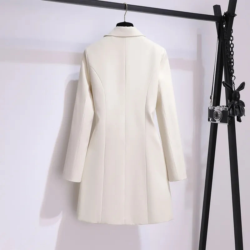 Blazer Women Spring Fashion Women Clothing Suit Skirt Jacket Belt Waist Slim Suit Women Blazer Long Coat Black Blazers