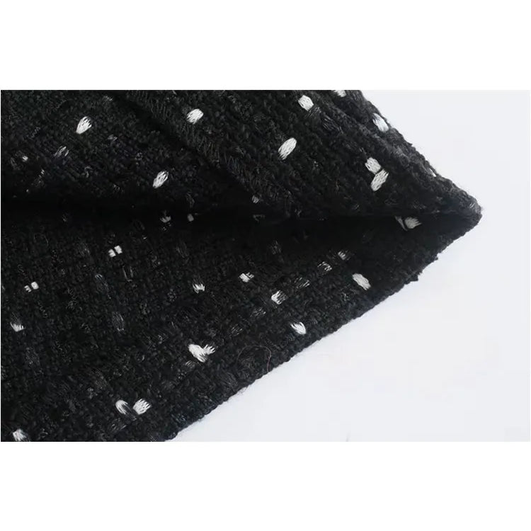 Women Sexy Waist Hollow Out Pearl Appliques Tweed Woolen Slim Mini Dress Female Chic Back Zipper Sling Vestidos