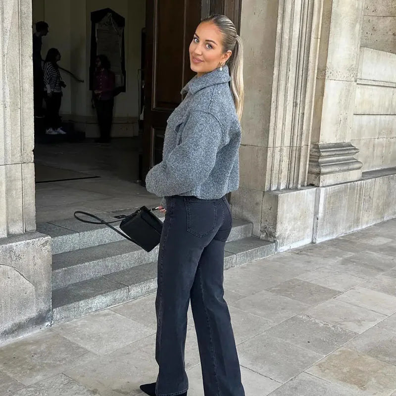 Autumn Winter Cropped Jacket for Women Short Coat Tweed Jacket Zip Crop Demi-season Jacket Woman New in outerwears