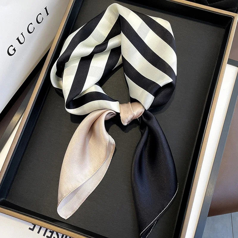 Square 100% Real Silk Scarf Women Bufanda Shawls Wraps for Lady Neckerchief Natural Foulard Femme Bandana Scarves Pashmina 2023 18218 68x68cm