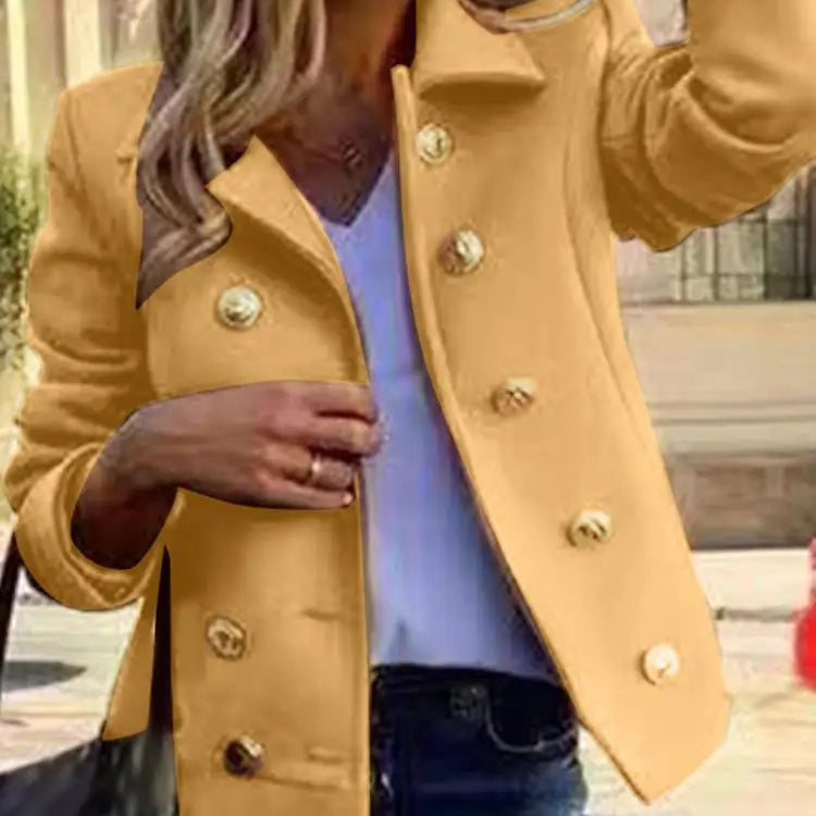 Warm Long Sleeve Outwears Women Tweed Coat Winer England Style Thin Trench Coat Casual Buttons Commuting Jackets