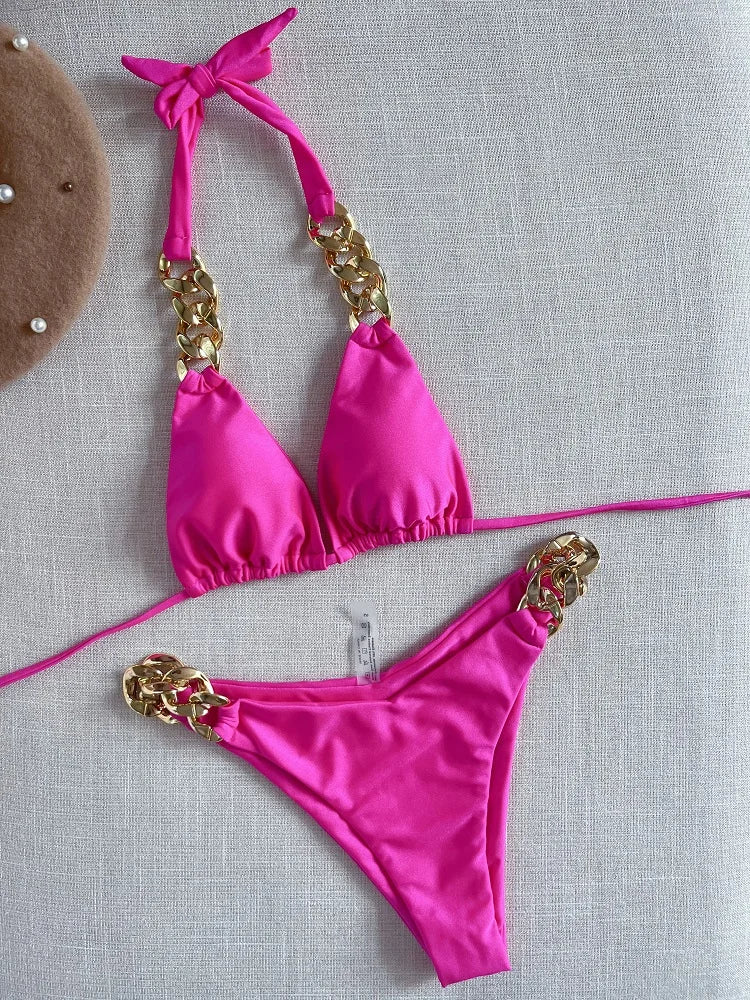 RUOTONGSEPT New Sexy Bikini 2023 Triangle Bathing Suit for Women Brazilian Bikini Set 2-piece Halter Swimwear Push Up Swimsuit F02