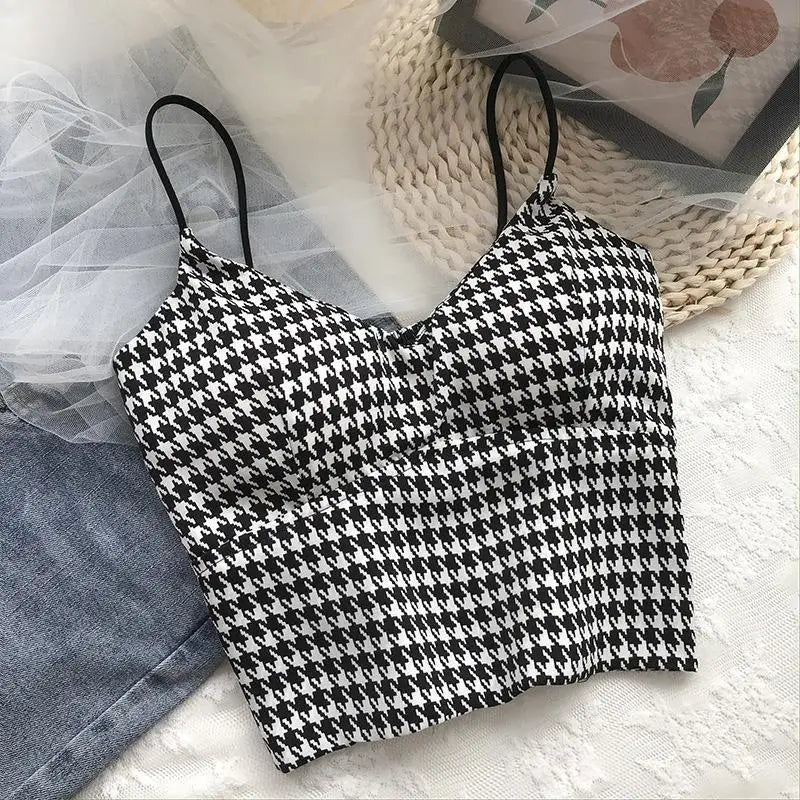 Crop Top Women Sexy Wireless Push Up Padded Tank Top Slim Was Thin Sports Summer Camisole New Black One Size