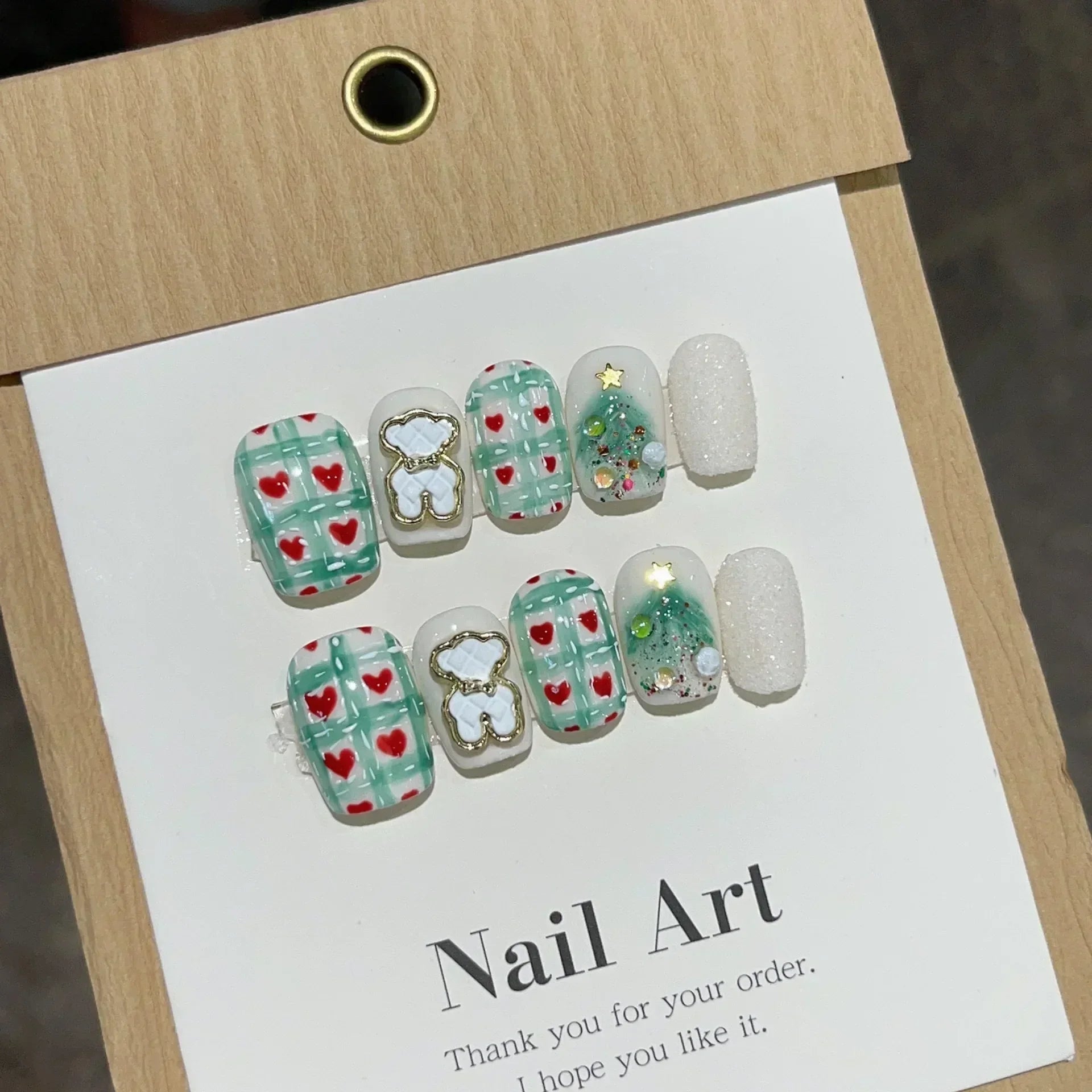 New Year And Christmas Hand Paint Snowflake Fake Nail Temperament Appear White False Nail Paste Pure Hand-maded Nail Decoration