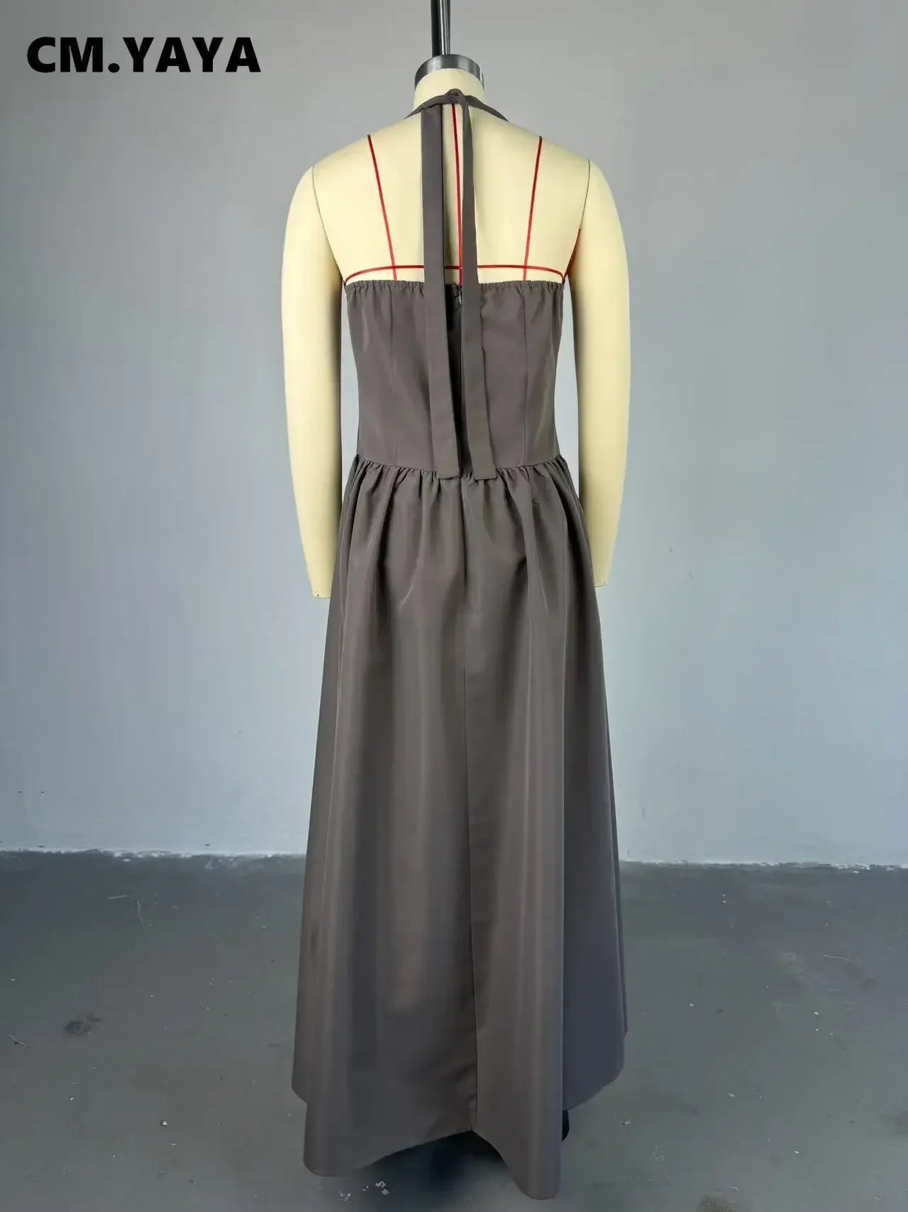 CM.YAYA 2024 Summer Sleeveless Sweet Strapless Slim Halter Floor-Length Long Women Dress Beach Party Evening Sexy Maxi Dresses