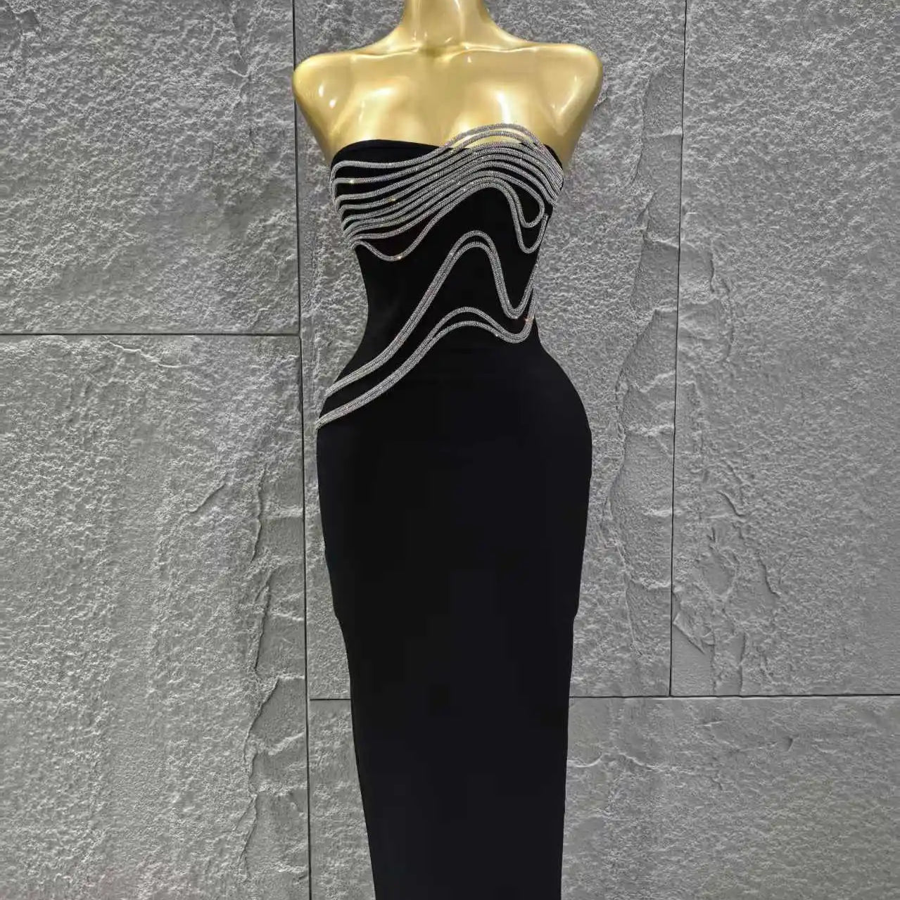 High Quality Women Sexy Strapless Shinning Sequins Bodycon Long Bandage Dress Celebrate Evening Party Cocktail Outfit Vestido