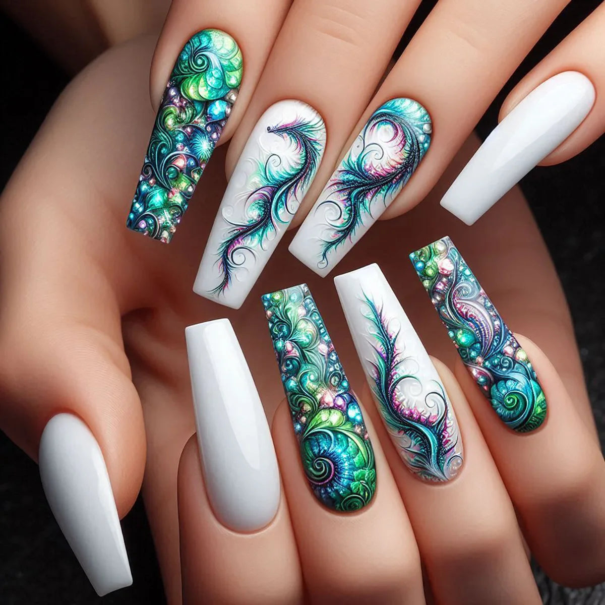 24pcs/set Short Medium long fake nails for women girls Spring summer flowers butterfly flamingo blue pink press on false nails