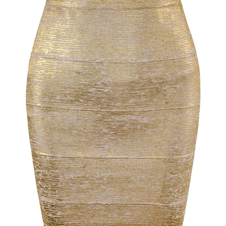 Wholesale Women Summer Fashion Sexy Gold Bronzing Bandage Skirt 2022 Designer Night Club bodycon Pencil Skirt Faldas 46cm