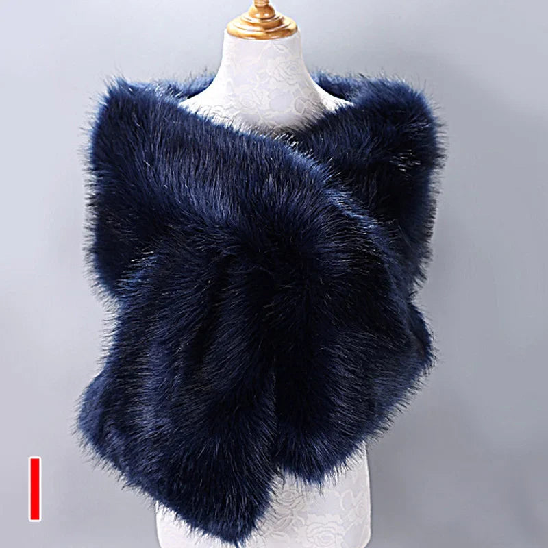 New Winter Women Fur Capes Champagne Wedding Faux Fur Bolero Stole Shawl Wraps Bridal Jacket Formal Evening Party Shrug I