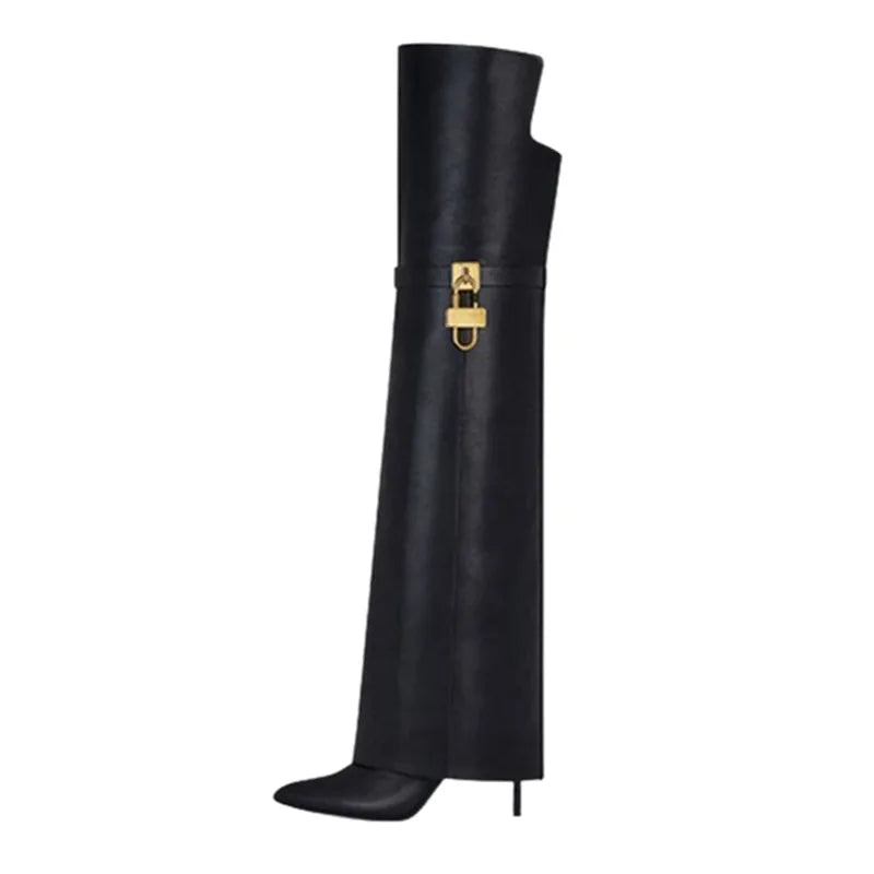 Pointed Toe Long Boots Women High Heels Stiletto Luxury Designer Shoes Slip-on Women's Over-the-knee Boots Trend Knight Boots