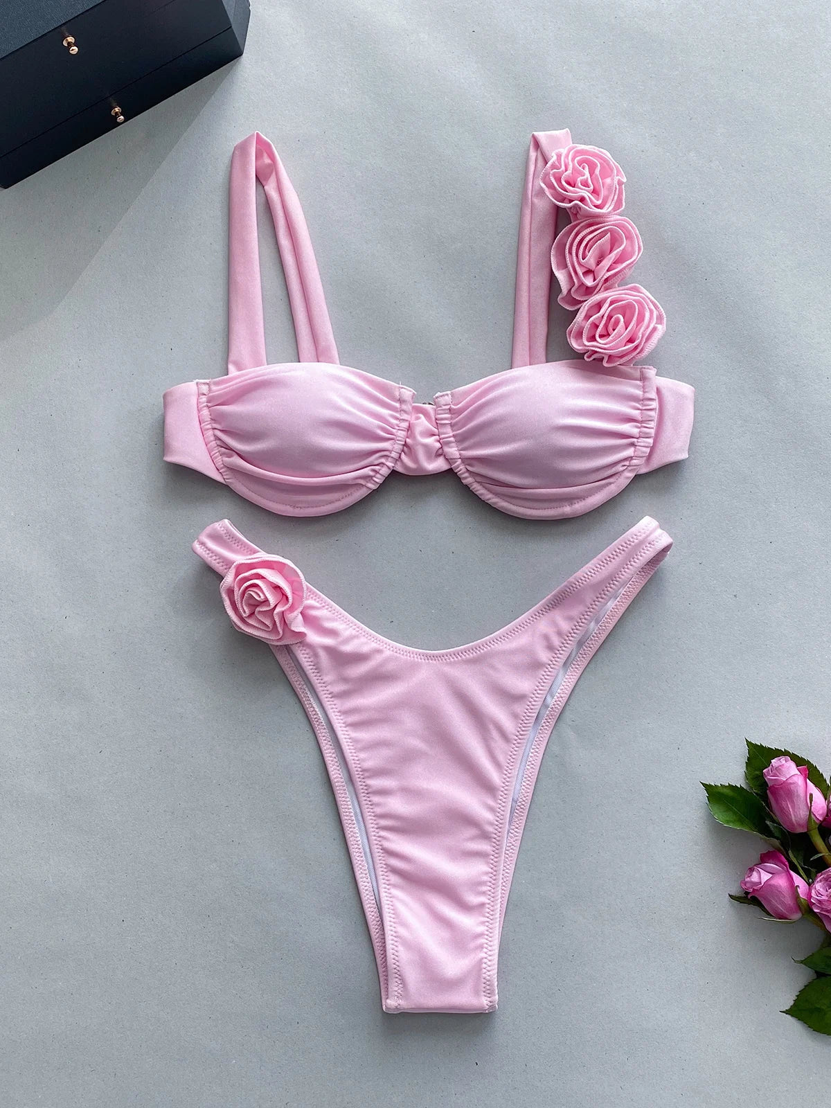 Push Up Bikini Sexy Women Swimsuit Female Swimwear Sexy Bikini Set Brazilian Biquini Floral Swimming Suit Bandage Beachwear JC329207
