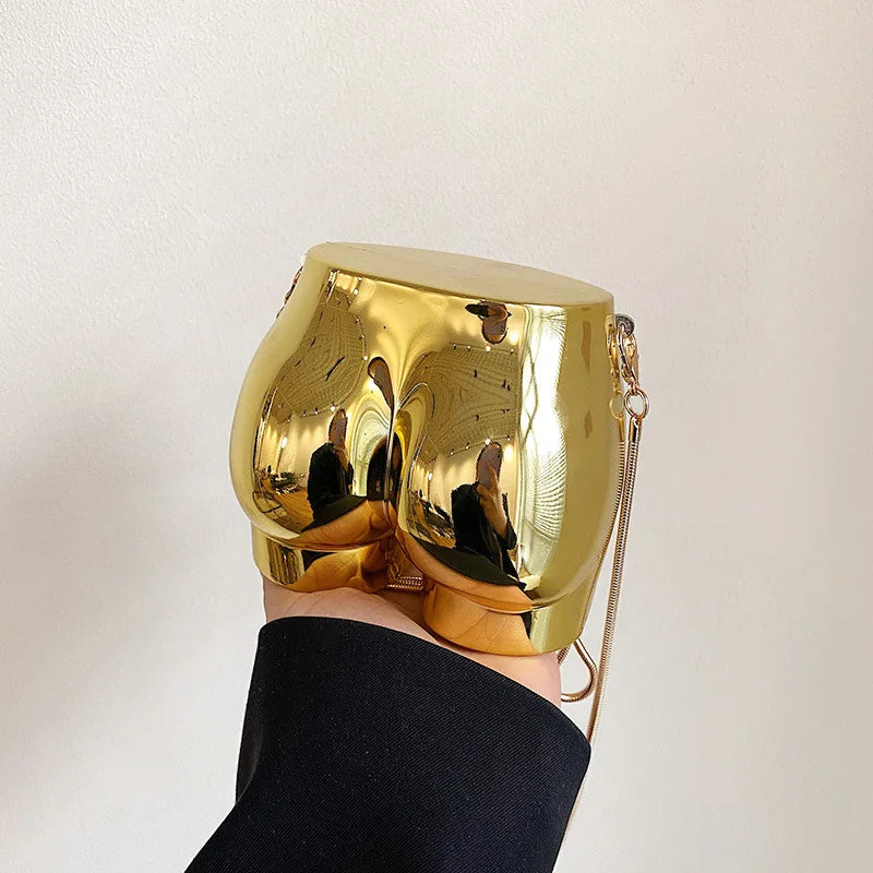 Niche Design Silver Lipstick Pouch Women Luxury evening Bag Headphone Bag Butt Shape Acrylic Chain Shoulder Purses Crossbody Bag