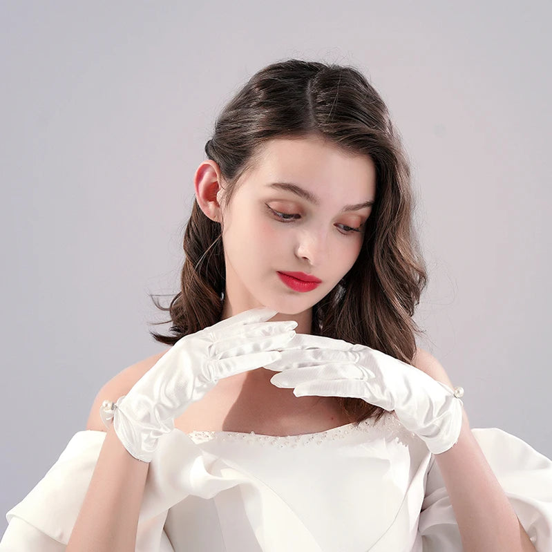 Wedding Bride Accessories Silk Gloves Long Short Dating Party Summer Elegance For Women and Girls ST-0002-A