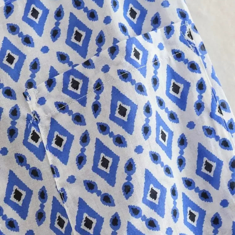 TRAF Women Plaid Print Tops Pants Sets Fashion Summer New Female O-Neck Sleeveless Drawstring Short Top+High Waist Long Trousers