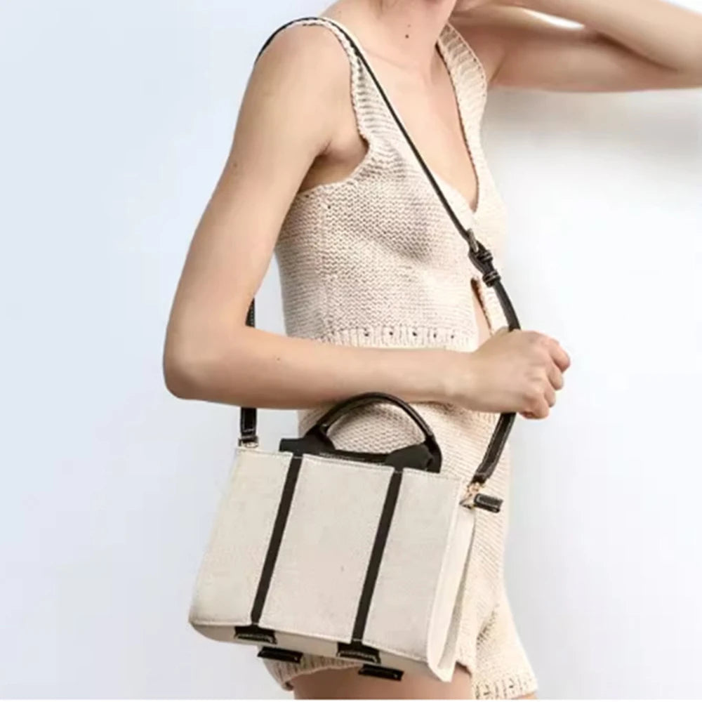 Fashion Designer Canvas Tote Bags for Women Casual Purses and Handbags Luxury Brands Shoulder Crossbody Bag New Shopper Clutch