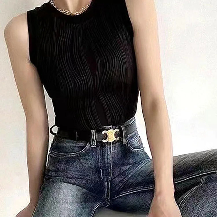 Summer Chic Knitted Vest for Women Fashion Summer Elastic Slim White Tank Top Female Basic Sleeveless Top Women's Clothing