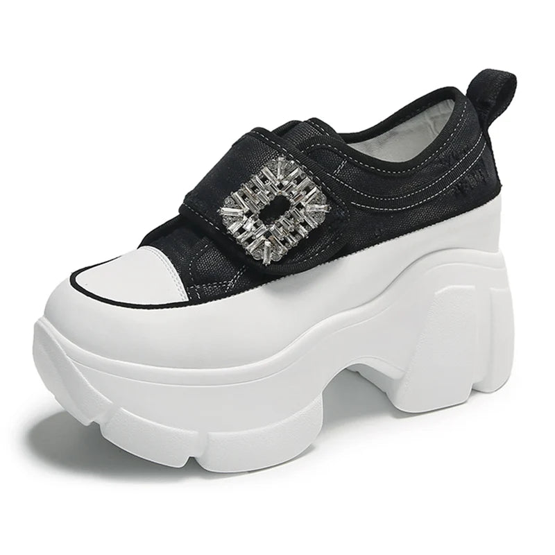 Women Crystal High Heels Chunky Platform Shoes Spring Trend Cowboy Sandals Running Sneakers Walking Mujer Zapatos