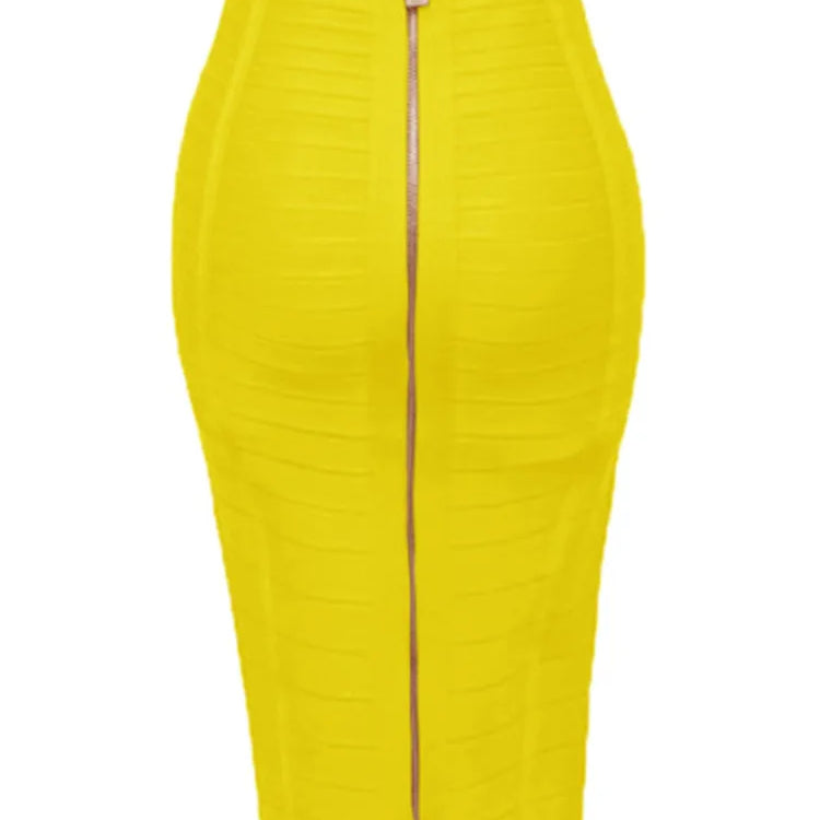 13 Colors Plus Size XL XXL 58cm Women Sexy Zipper Black Blue Orange Red Rayon Bandage Skirt Designer A Line Skirt Faldas