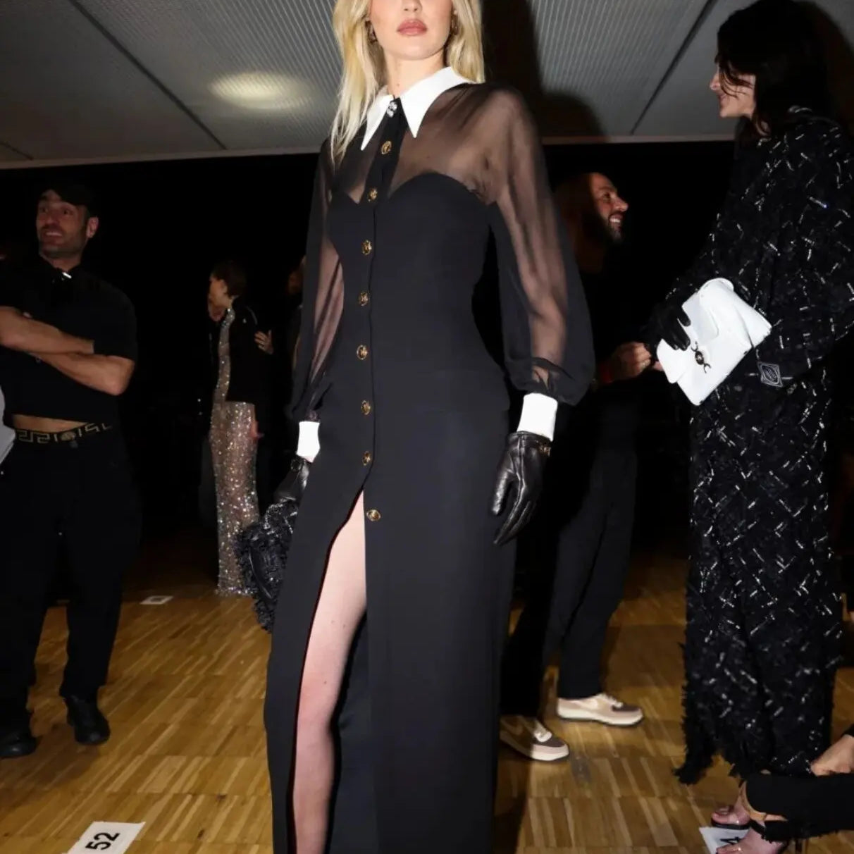 Spring Women Long Sleeve Mesh Button Bodycon Long Bandage Dress Fashion Runway Celebrate Evening Party Dress