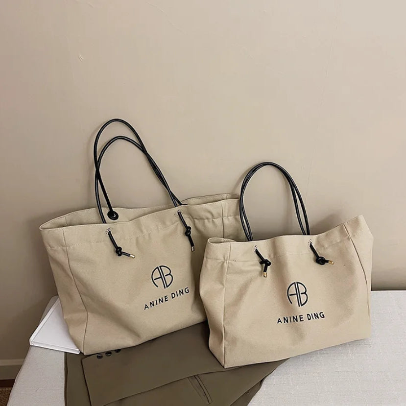 Summer Brand Designer Linen Solid Large Capacity Shoulder Tote Bag Letter Printed Casual Beach Bag For Women сумка женская Khaki