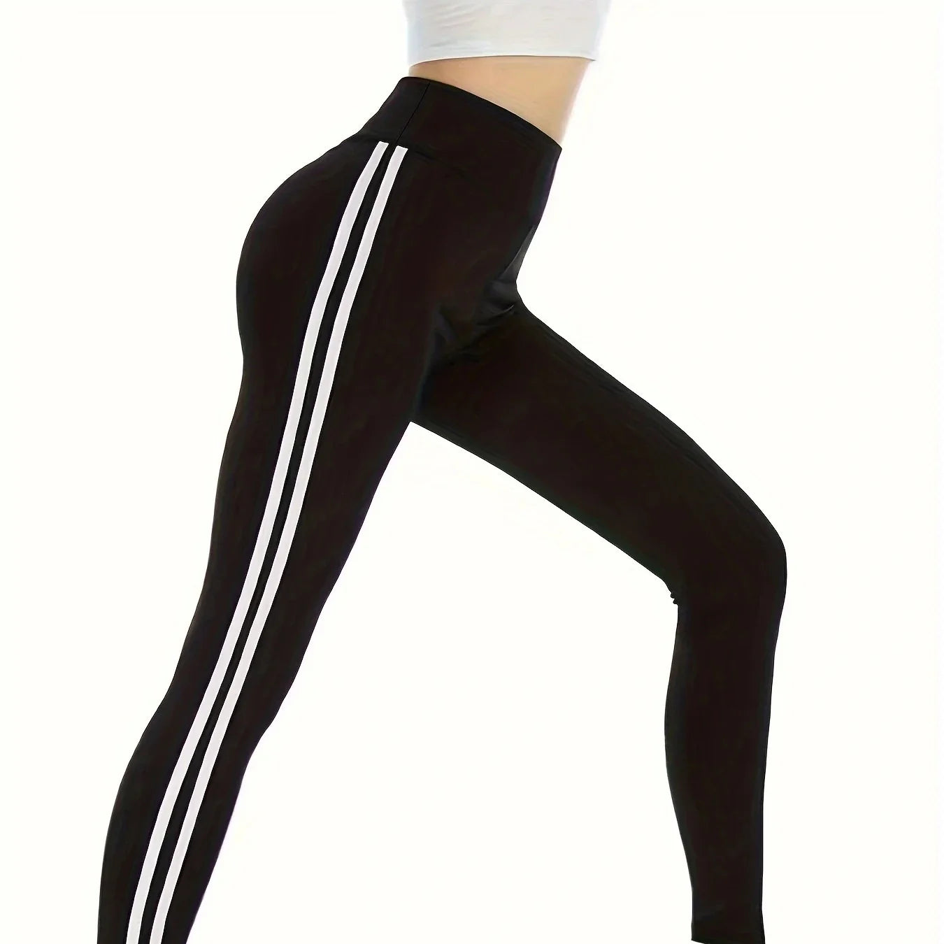 Fashion Stripe Fitness Sport Leggings Korean Version Long Gym Leggings with White Line High Stretch New Women Leggings YT91006