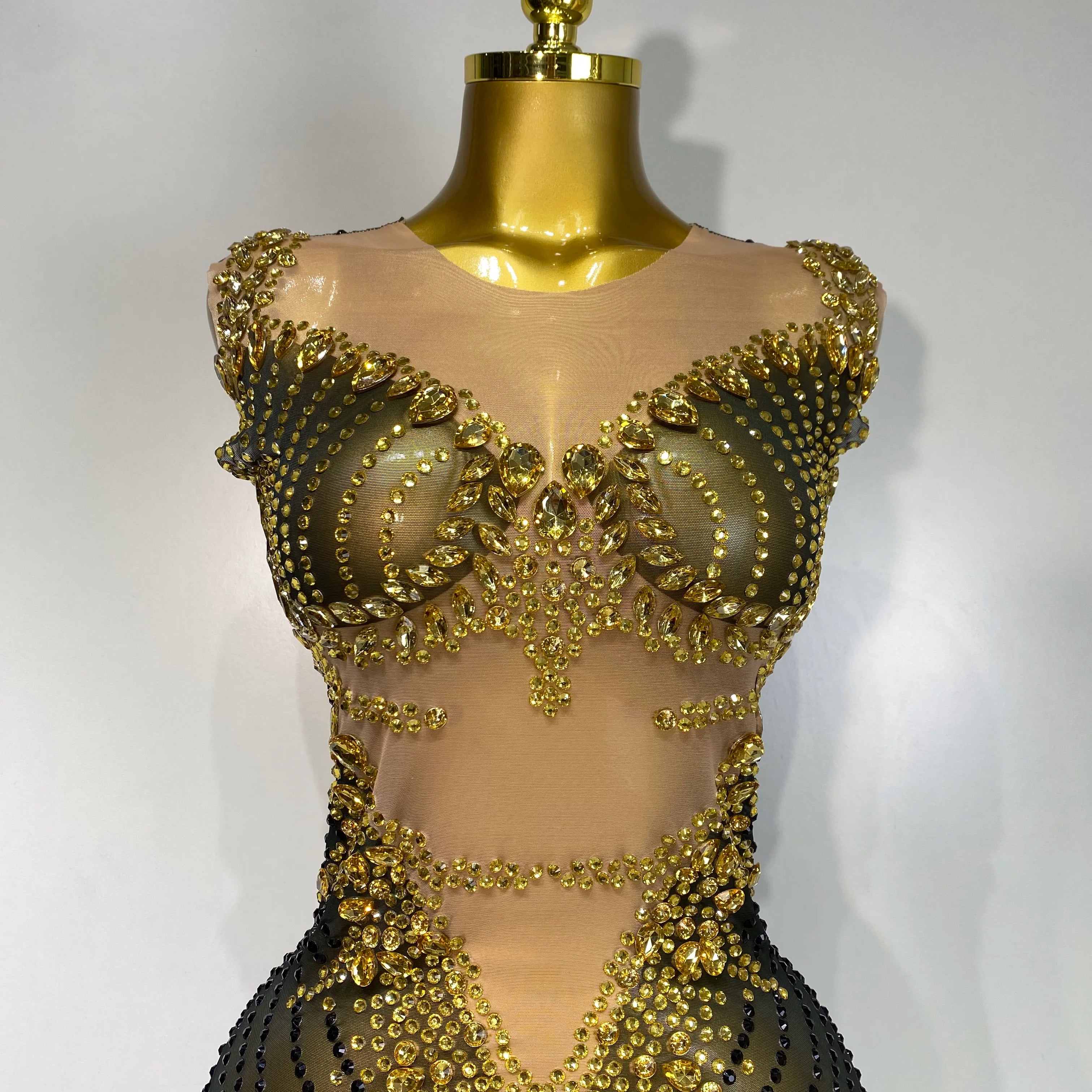 Women Sexy Sparkly Rhinestones Sleeveless Long Dress 2025 Club Birthday Celebrate Evening Photo Shoot Stage Performance Costume