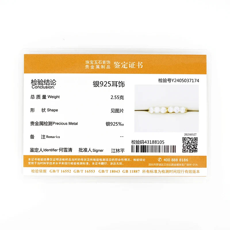 New Three Stone Earrings Real 925 Sterling Silver 4mm Round Moissanite Hoop Earrings for Women Jewelry Gift Valentine Day