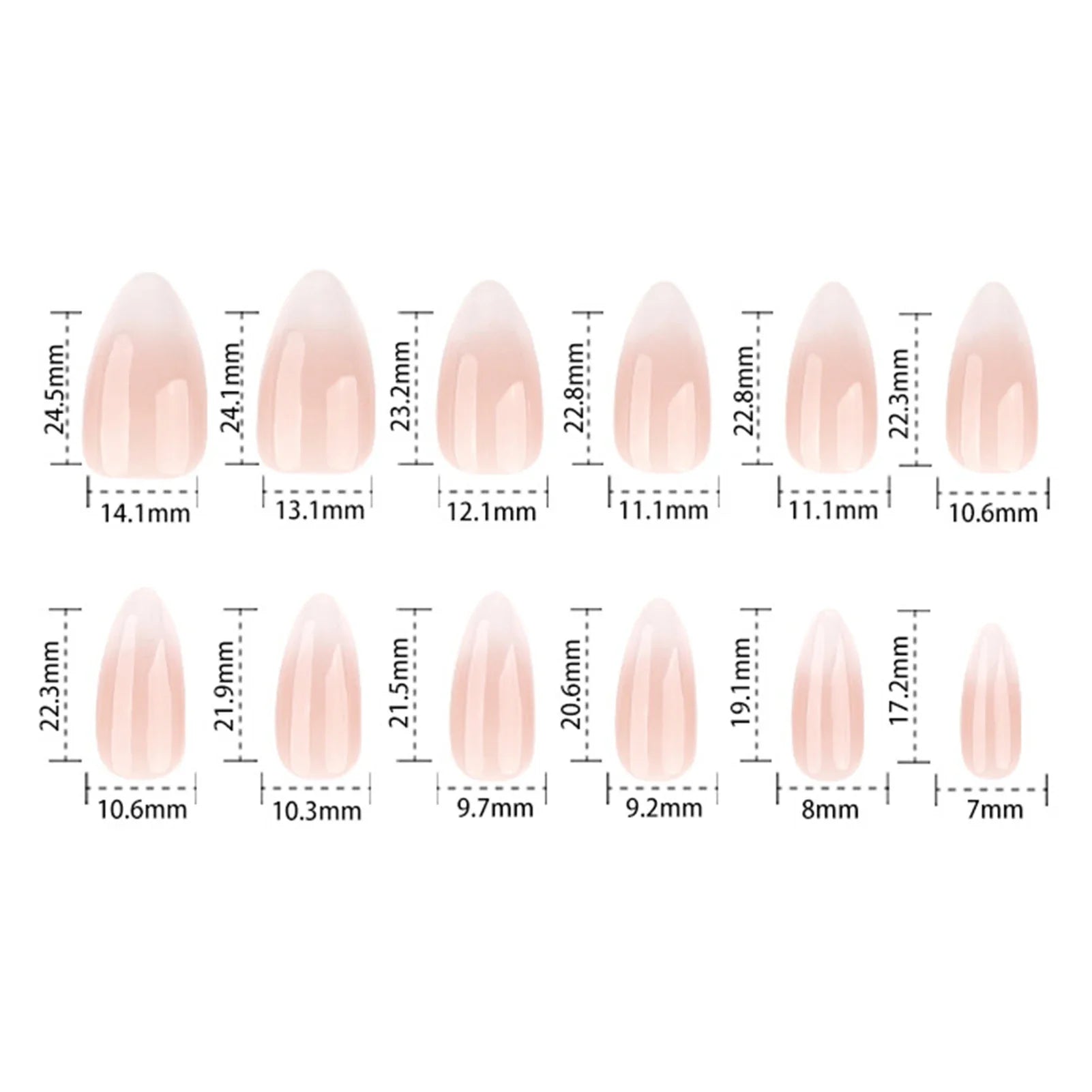 Gradient White/Pink Almond Fake Nails 24Pcs Minimalist Charm Manicure Sweet Girls Wearable False Nails Patches faux ongles